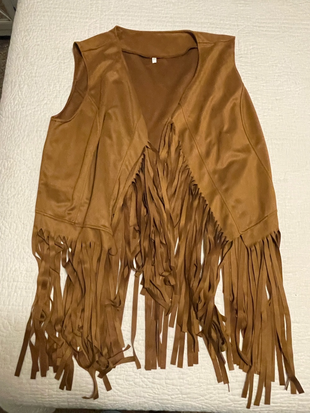 SHEIN Brown Faux-Suede Fringe Vest